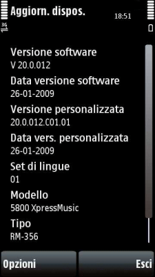 Nokia 5800 XpressMusic firmware v20.0.012