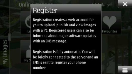 Nokia Image Exchange - registrazione