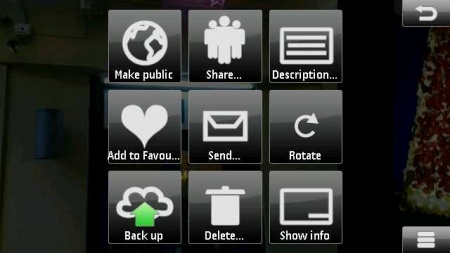 Nokia Image Exchange - menu