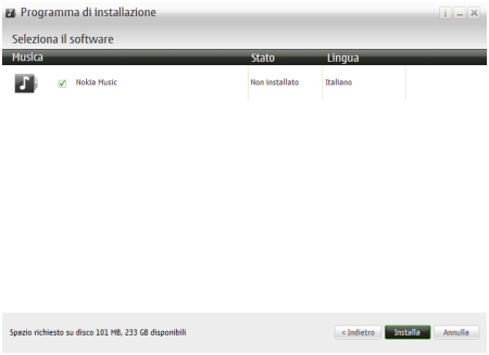 Installazione di Nokia Music