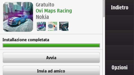 Ovi Maps Racing - installazione completata