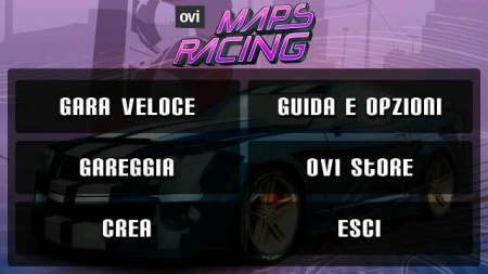 Ovi Maps Racing - menu