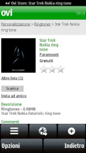 Ovi Store sul Nokia 5800 XpressMusic - Download di una suoneria